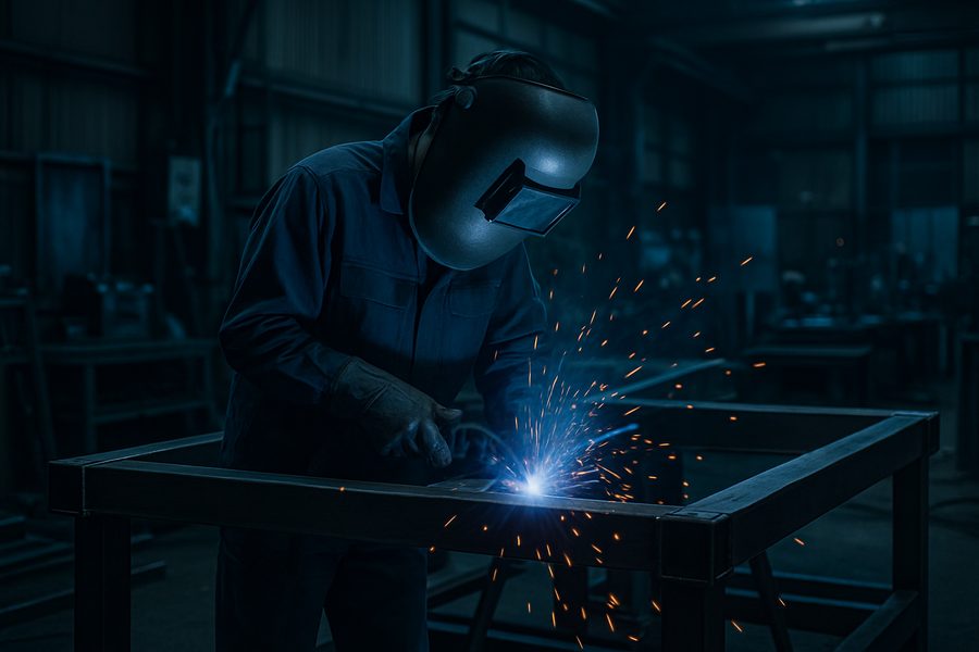 自社鉄工所での溶接作業